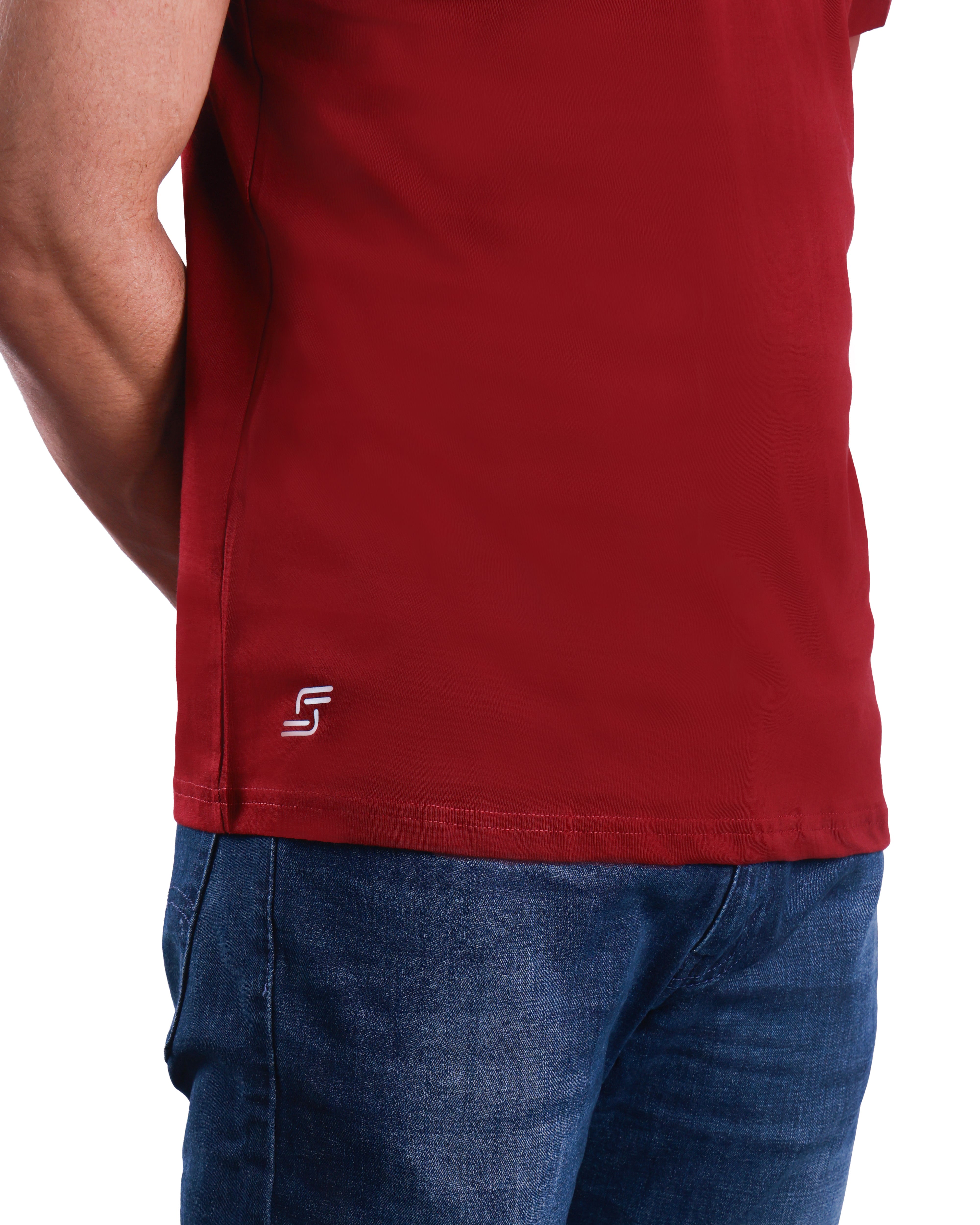 Round neck Cotton Tee - Maroon